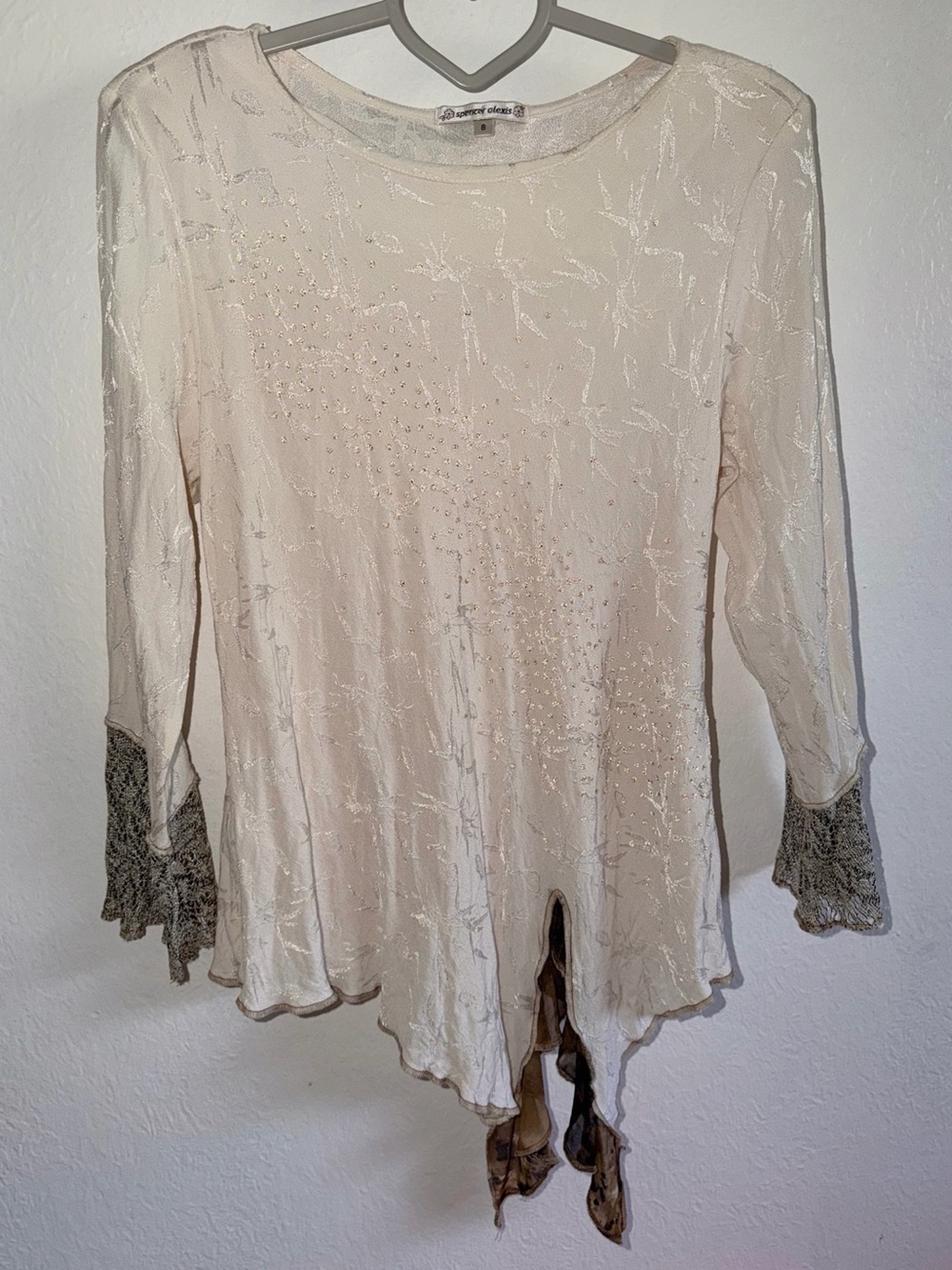 Spencer Alexis Women’s Cream Embellished Long-Sleeve Top